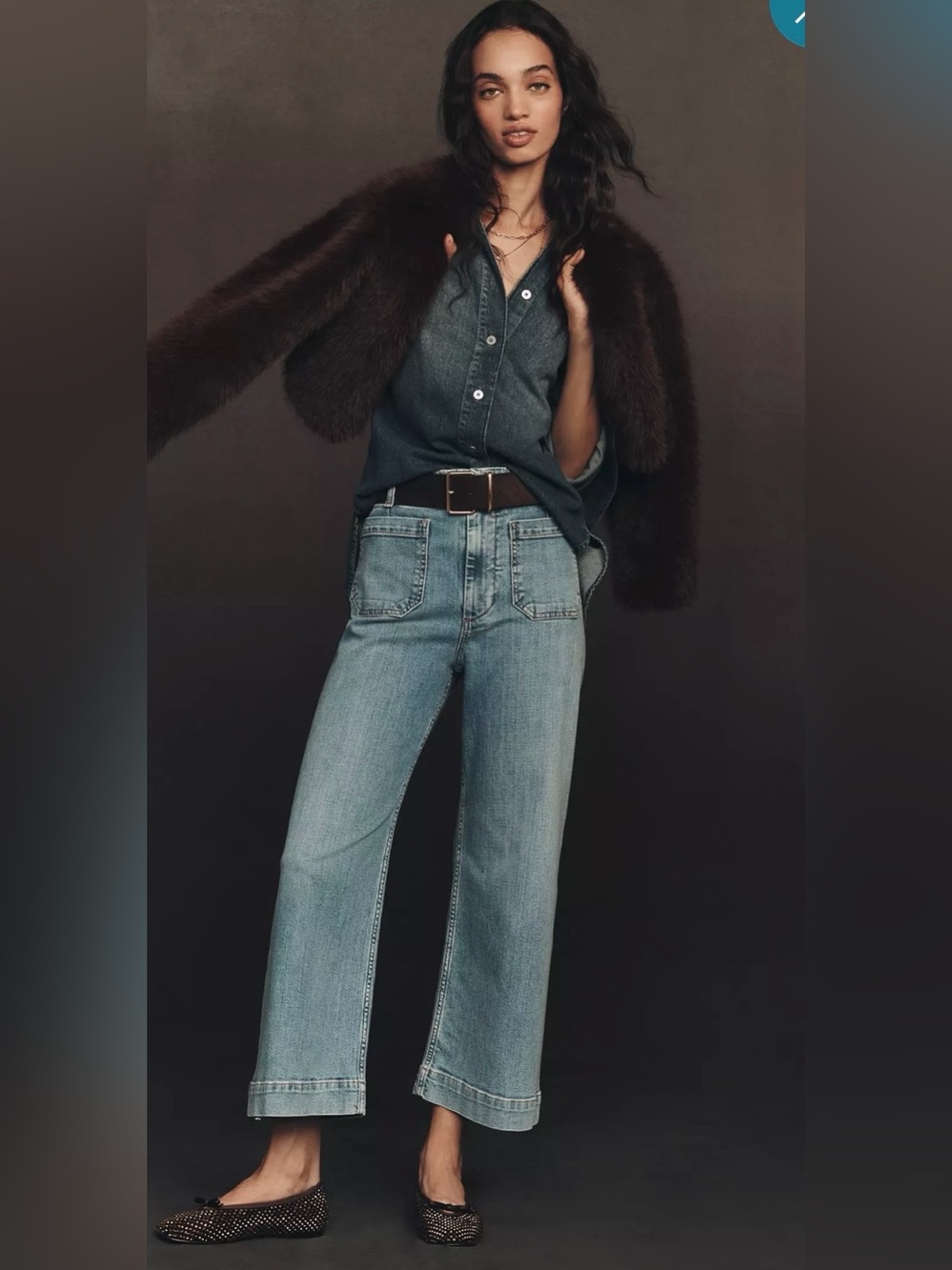 Anthropologie Maeve Colette High-Rise Wide-Leg Cropped Jeans Light Wash Size 34